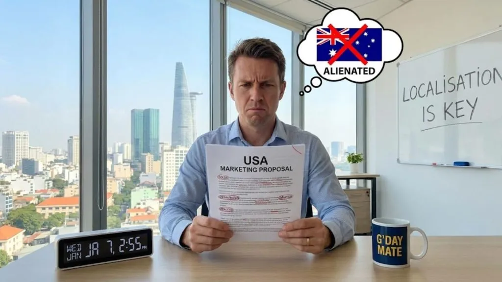 Australian business writing is generally less formal than British English